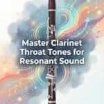 High-quality clarinet illustration with vibrant musical notes and colorful sound waves, emphasizing mastery of clarinet sound and resonance.