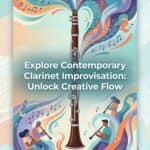 Clarinet in Contemporary Classical Improvisation: History, Techniques & Key Artists Dynamic illustration of musicians playing clarinet with flowing musical notes and abstract art.