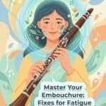 Clarinet Embouchure Fatigue: Causes, Fixes, and Safer Practice Strategies A woman with a bassoon, demonstrating tips for safe and effective embouchure practice to prevent fatigue and improve performance.