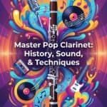 Uncover clarinet’s journey through pop music history and sound. Featuring vibrant illustrations of musical instruments and audio equipment, this poster celebrates the evolution of clarinet in popular music.