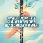 Clarinet Finger Relaxation: Techniques, Setup & Exercises For Tension-Free Playing Vivid illustration of a clarinet with floral and musical motifs, promoting tension-free technique and relaxed finger movement for musicians.