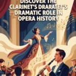 Clarinet in Opera: History, Technique, and Important Repertoire Elegant illustration of a woman singing on stage with orchestra.