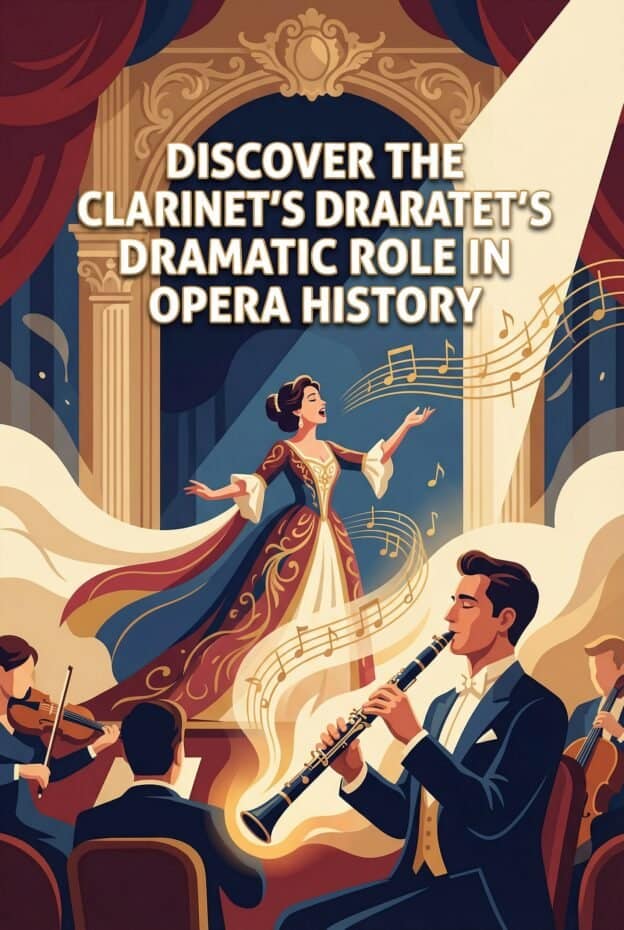 Clarinet in Opera: History, Technique, and Important Repertoire 1 Elegant illustration of a woman singing on stage with orchestra.