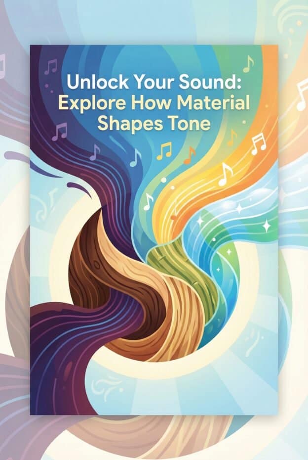 Vibrant, colorful music-themed design promoting exploration of material shapes and sound, highlighting creativity and sensory experiences inspired by Martin Freres Company.