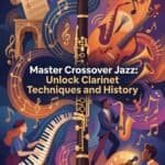 Clarinet in Crossover Jazz: Techniques, History, and Practical Guidance Elegant jazz clarinet performance with musical notes and instruments.
