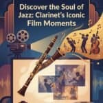Clarinet in Jazz Documentary Films: History, Sound, and Iconic Moments Vintage jazz clarinet with film reels and music notes, highlighting classic jazz film moments and clarinet performances in a cinematic setting.