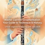 Martin Freres Clarinet Ornamentation: History, Technique & Practice Guide Intricate clarinet with musical notes and sheet music, demonstrating ornamentation techniques for expressive playing, perfect for musicians seeking to enhance their clarinet skills.