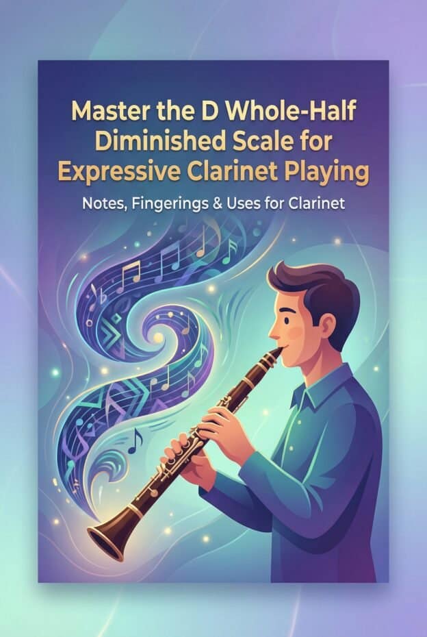 Master the D Whole-Half Diminished Scale for Expressive Clarinet Playing, focusing on notes, fingerings, and uses to enhance your clarinet performance and musical expression.