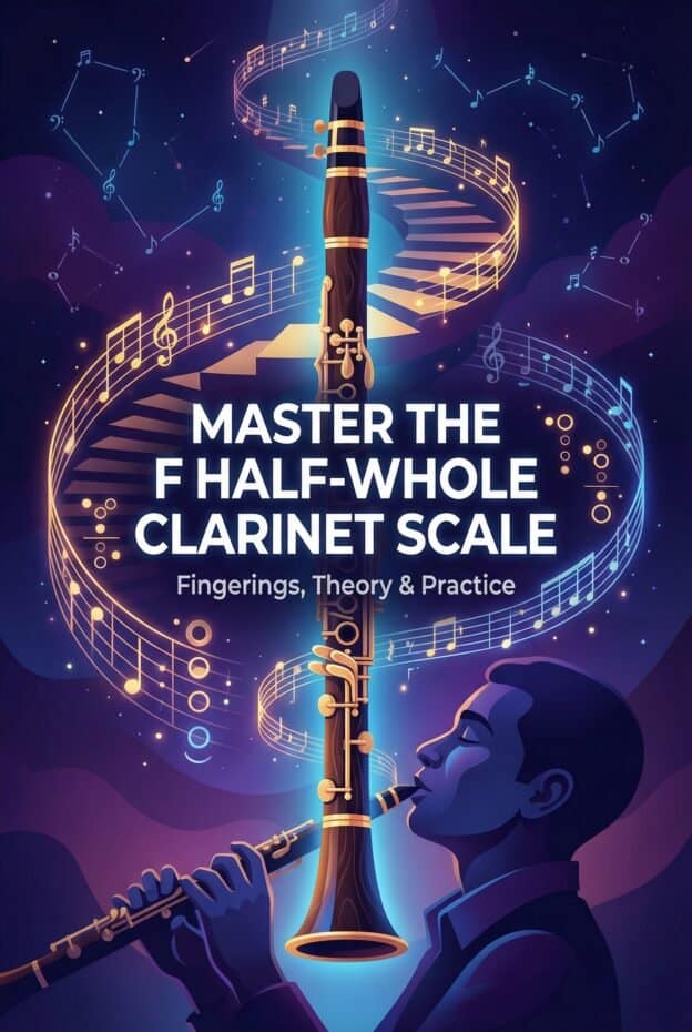High-quality clarinet scale guide for mastering F# half-whole scale with fingering, theory, and practice. Enhance your clarinet skills effectively.