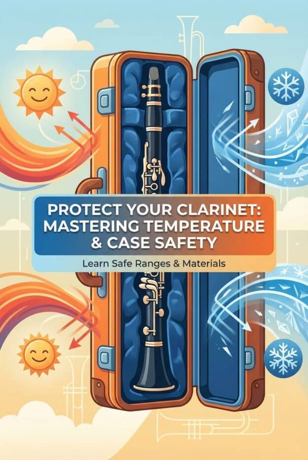 Clarinet Case Temperature Resistance: Safe Ranges, Materials & Protection 1 Durable clarinet case protecting wooden instrument with temperature regulation for optimal storage. Ideal for musicians needing reliable case safety and temperature mastering.