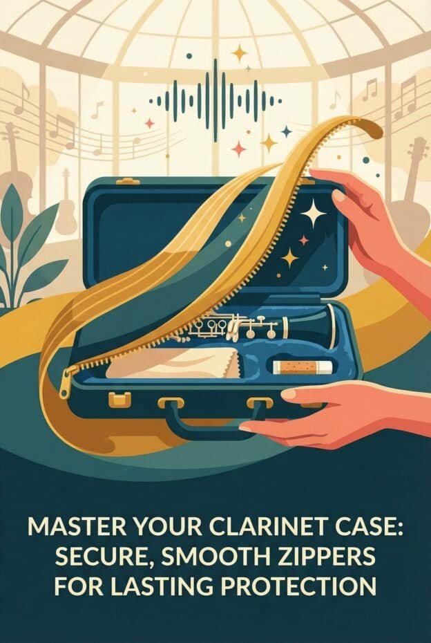 High-quality clarinet case with secure zippers and interior padding for protection. Ideal for musicians seeking durable, reliable storage for their clarinet on stage and travel.