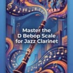 D Bebop Dominant Scale for Clarinet: Notes, Fingerings & Jazz Uses Vibrant jazz clarinet illustration with lively dancers and musical notes, emphasizing jazz clarinet mastery and musical scales for event promotion or music education.