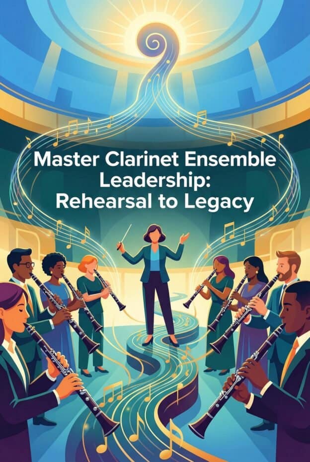 Martin Freres Clarinet Ensemble Leadership: Rehearsal, Tone, and Legacy 1 Vibrant group of musicians performing in an orchestral setting, led by a conductor in a large concert hall, emphasizing leadership and musical excellence.