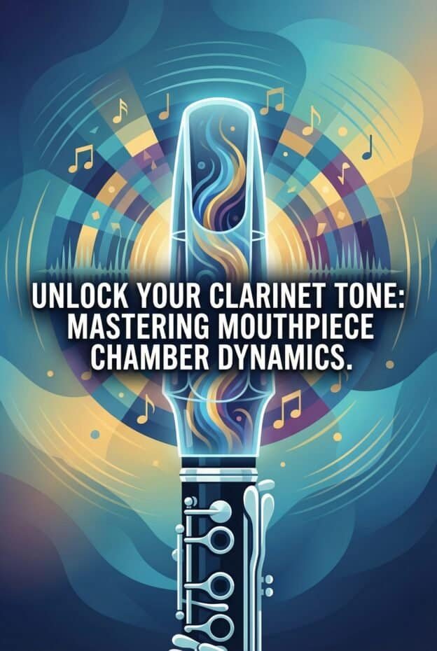 Clarinet Mouthpiece Chamber: Size, Depth, Width, Shape & Sound 1 A beautifully illustrated clarinet highlighting mastery in musical instrument crafting and sound design. Perfect for musicians and clarinet enthusiasts seeking quality craftsmanship.