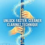Clarinet Fingering Hacks: 8 Proven Tricks For Faster, Cleaner Playing Vibrant digital artwork featuring a clarinet with musical notes and sound waves, highlighting clarinet techniques and music mastery.