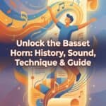 Basset Horn: History, Sound, Technique & Buying Guide for Clarinetists A detailed illustration of a Basset Horn, highlighting its rich history, unique sound, and significance in classical music. Perfect for music enthusiasts and woodwind instrument lovers.