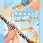 Clarinet Key Oil: How To Choose, Apply, and Maintain Smooth Keywork High-quality digital illustration of a person playing a flute with musical notes, gears, and vibrant colors, emphasizing music education and skill enhancement.