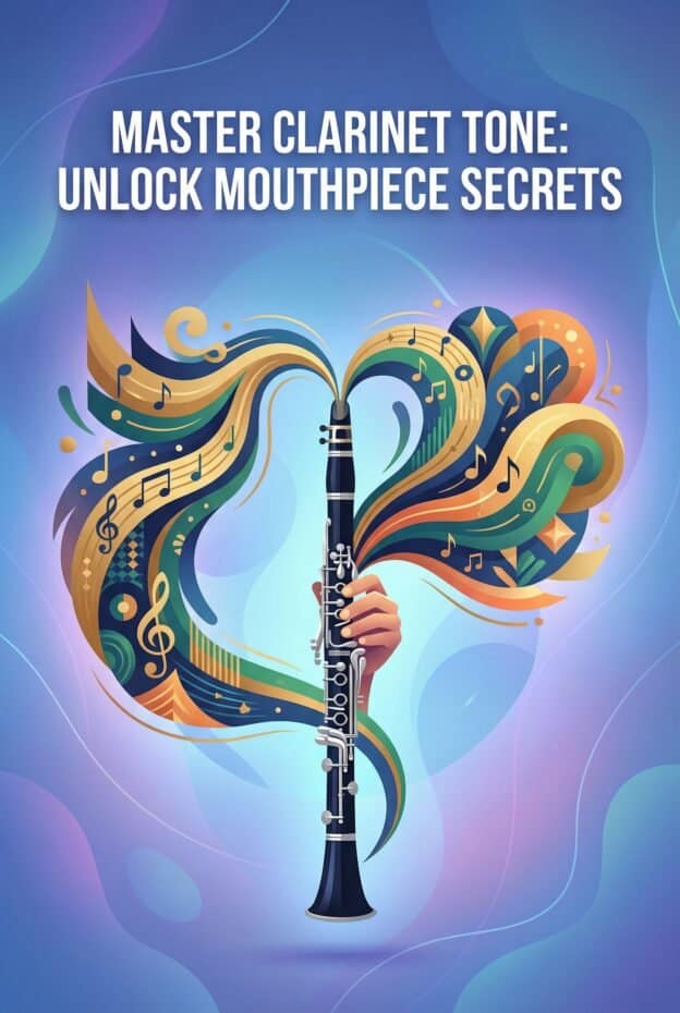 Clarinet Mouthpiece Tip Opening: Sizes, Effects, and Selection Guide 1 Vibrant clarinet and musical notes art for clarinet mastery and soundSecrets.